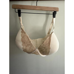 50B NWT CACIQUE Smooth Boost Plunge Cream and Mocha Lace